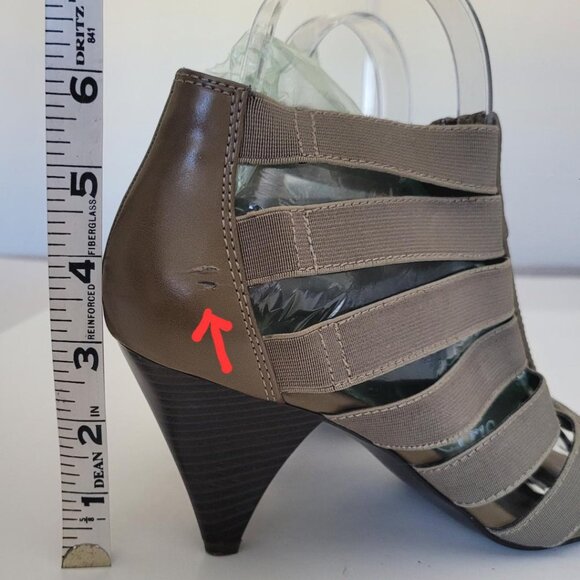 Inc International Cage-style High Heeled Sandals Open-Toe Olive/Neutral Size 7.5 - Picture 9 of 10